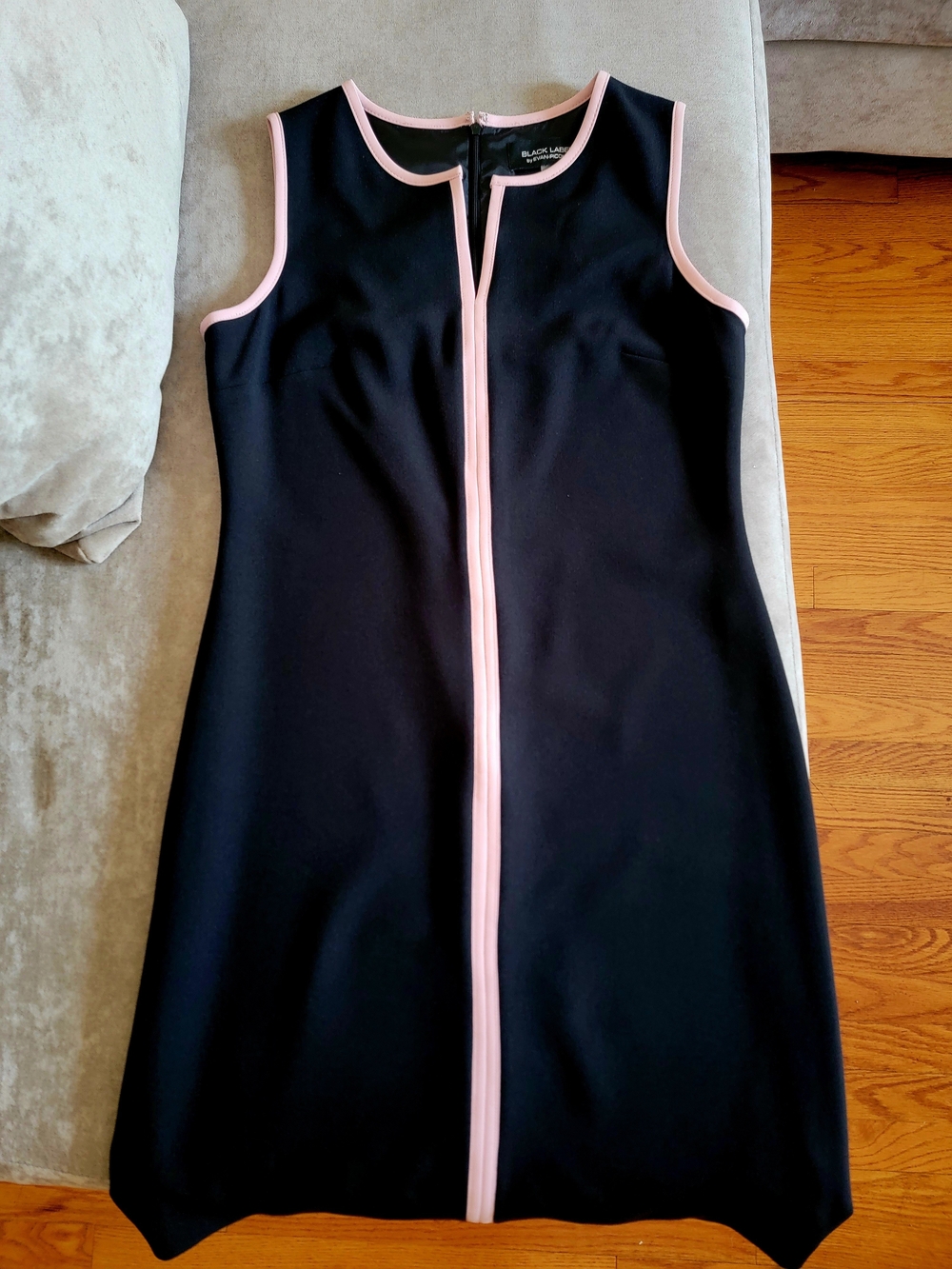 Black Label by Evan-Picone Contrast Piping Sheath Office Work Dress Black Pink 6